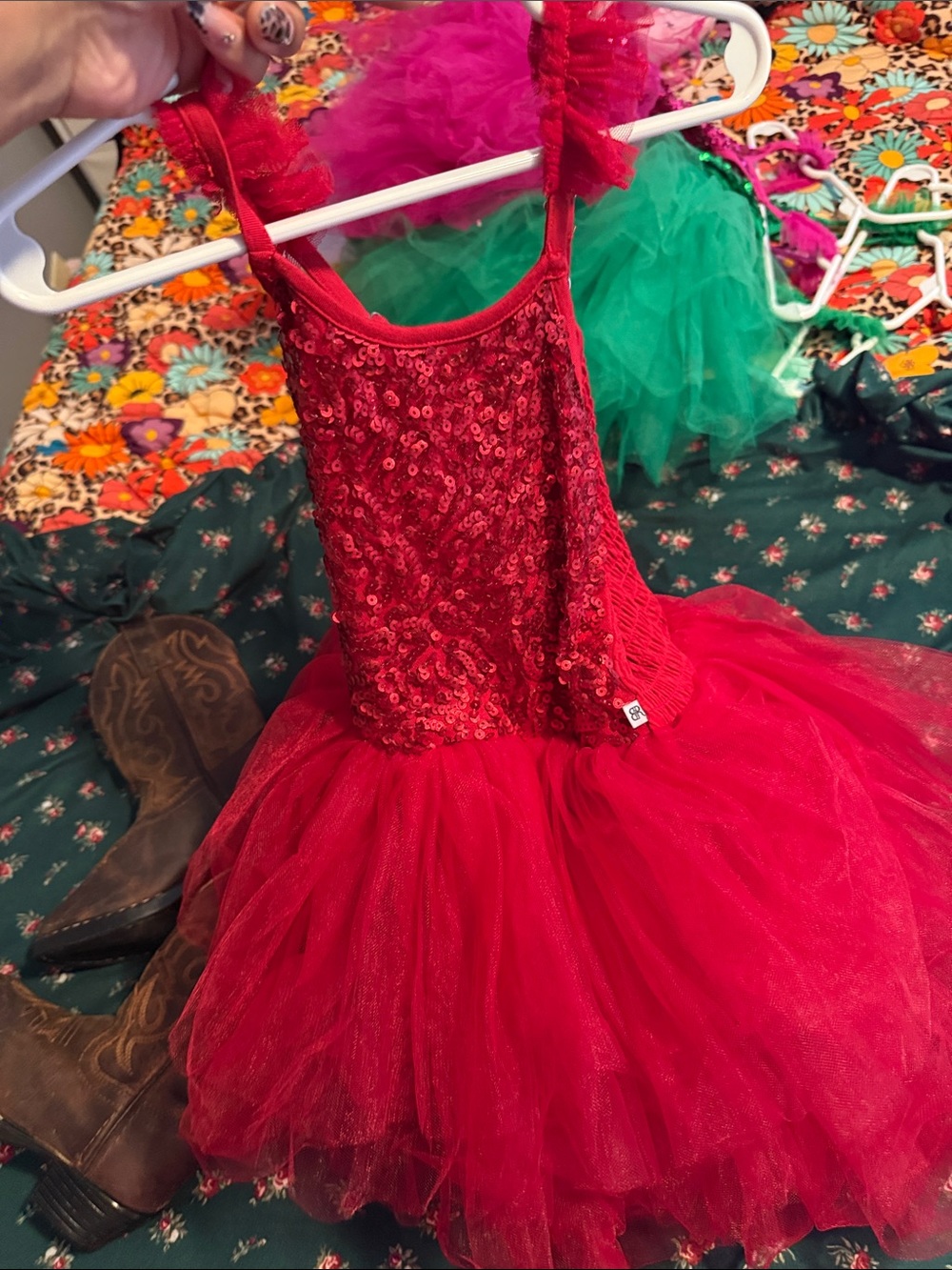 Bums and Roses Red Sequin Tulle Girls' Costume Dress